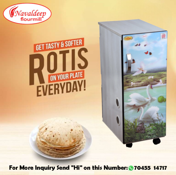 "A regular domestic atta chakki equipped with a 1 HP motor, fully automatic for hassle-free grain grinding at home. Designed for convenience, this flour mill ensures consistent and fresh flour production, perfect for daily use."