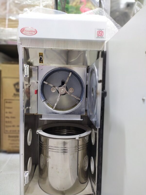 "A fully automatic domestic flour mill with a 1 HP motor, capable of grinding up to 4KG of grains efficiently. Designed for heavy-duty use, this atta chakki ensures fresh and nutritious flour at home with minimal effort." "A regular domestic atta chakki equipped with a 1 HP motor, fully automatic for hassle-free grain grinding at home. Designed for convenience, this flour mill ensures consistent and fresh flour production, perfect for daily use." "Fully automatic domestic flour mill with a 1 HP motor and a grinding chamber designed for durability and efficiency. Comes with a lifetime guarantee for the grinding chamber, ensuring reliable and consistent performance for home grain grinding needs."