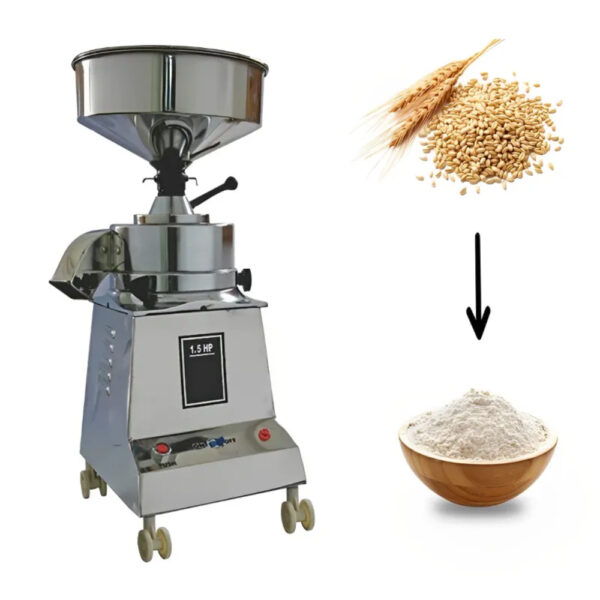 "A compact table-top square flour mill with a powerful 1 HP motor for efficient grain grinding. Designed for home use, this fully automatic atta chakki delivers fresh and nutritious flour with ease and convenience."