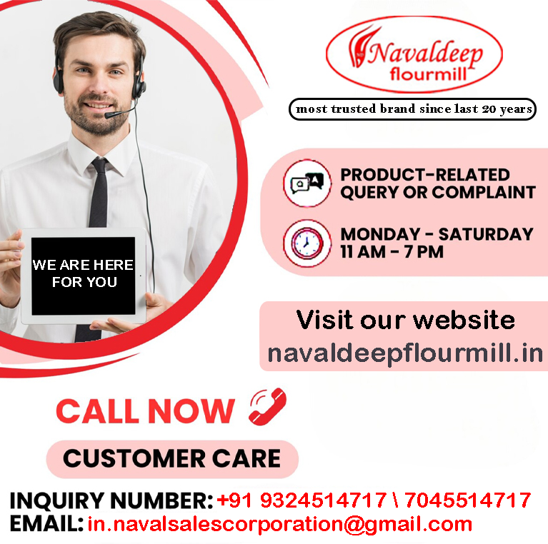 "Customer care support for Naval Sales Corporation, specializing in flour mill machines. Providing assistance for product inquiries, troubleshooting, and maintenance services to ensure customer satisfaction and reliable performance."